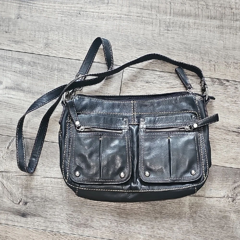Tignanello Stylish Black Leather Men's Bag